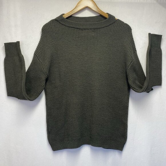 Ruby Moon Ribbed Knit Cut-Out Sleeves & Neck Pullover Sweater Women Small Green - Picture 2 of 14